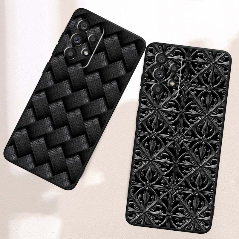 Black carved woven texture Phone Case For Samsung A41 A35 A34 A33 A32 A25 A24 A23 A21s A06 A05 A04 A03 Note 10 20 Ultra 5G Black