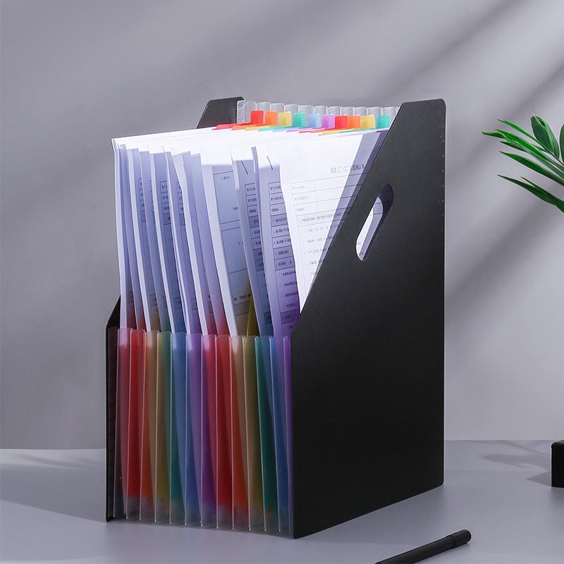 A4 Vertical Accordion File Organizer - Rainbow Desktop Storage Folder for Students and Office Use