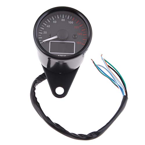 HANSWD Multifunktions-LED-Motorrad-Tachometer mit Kilometerzähler, Hintergrundbeleuchtung und Tankanzeige, 160 km/h, DC12V (B.)