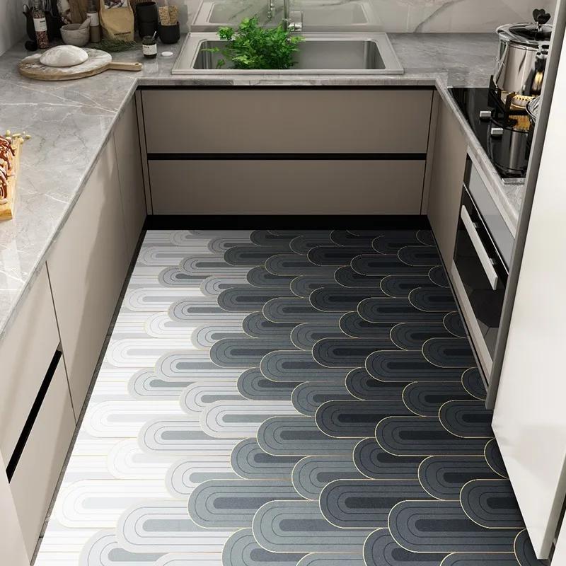 Kitchen Carpet Oil-proof Non-slip Waterproof Rug Pvc Leather Floor Mat Home Decor Large Area Rugs Alfombra De Cocina
