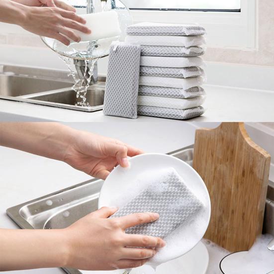 5/10Pcs Cleaning Sponge Unique Mesh Surface Strong Decontamination Lightweight Dishwashing Sponge