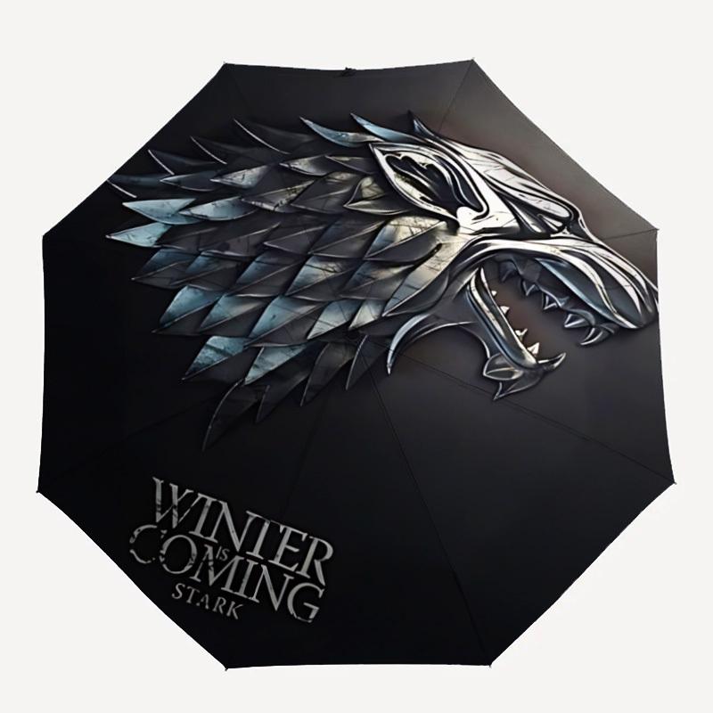

1pc Winter is Coming Automatic Opening/closing Umbrella, Foldable Sunshade, Perfect Gift for Friends, Durable Plastic Handle yy250808051