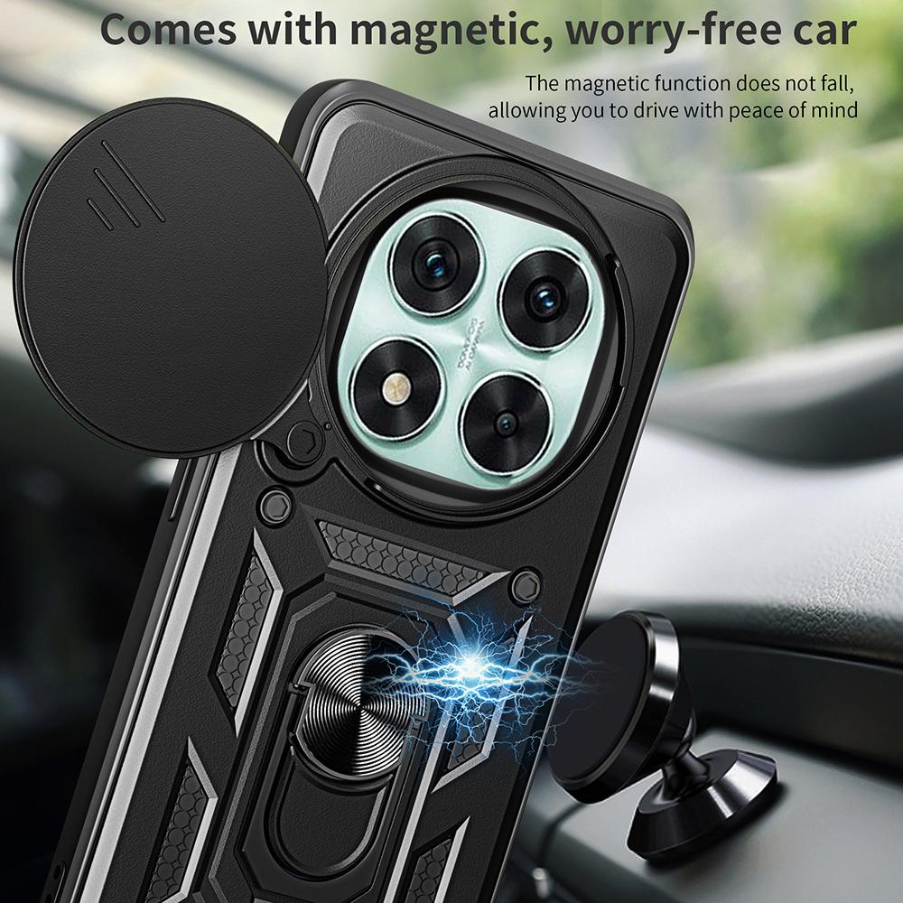 For Xiaomi Redmi Note 14 Pro 5G/Poco X7 5G Case with Slide Camera Lid PC+TPU Kickstand Phone Cover