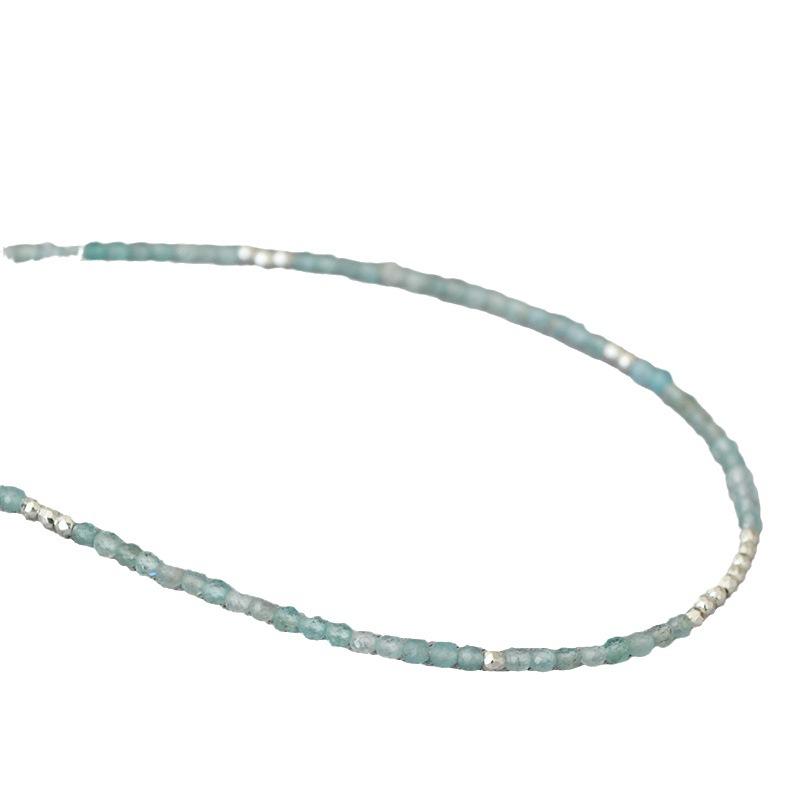 Healing Department Fashionable, Fresh and Elegant Niche Original Simple Sea Blue Treasure Real Stone Beaded Fine Necklace Collarbone Chain