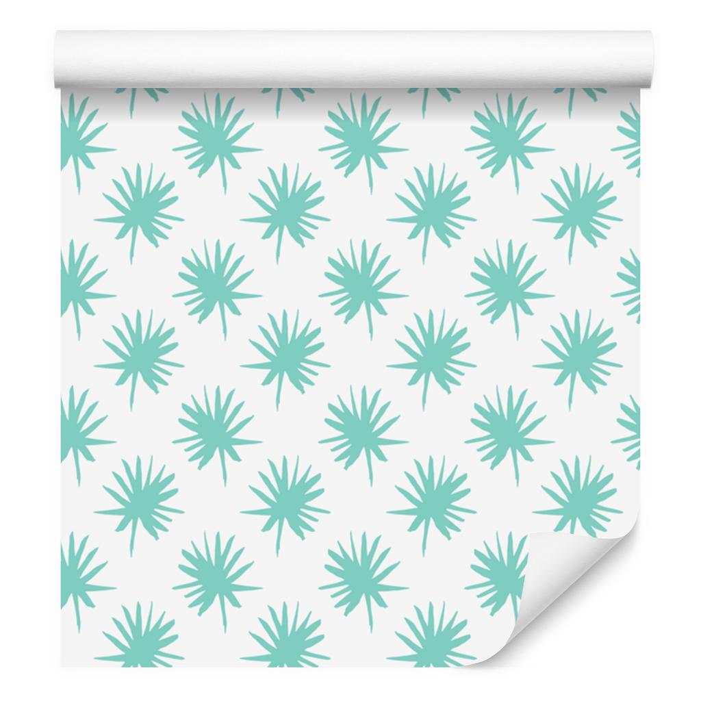 Palm Leaves Wallpaper White and Mint for Living Room and Bedroom 50x1000