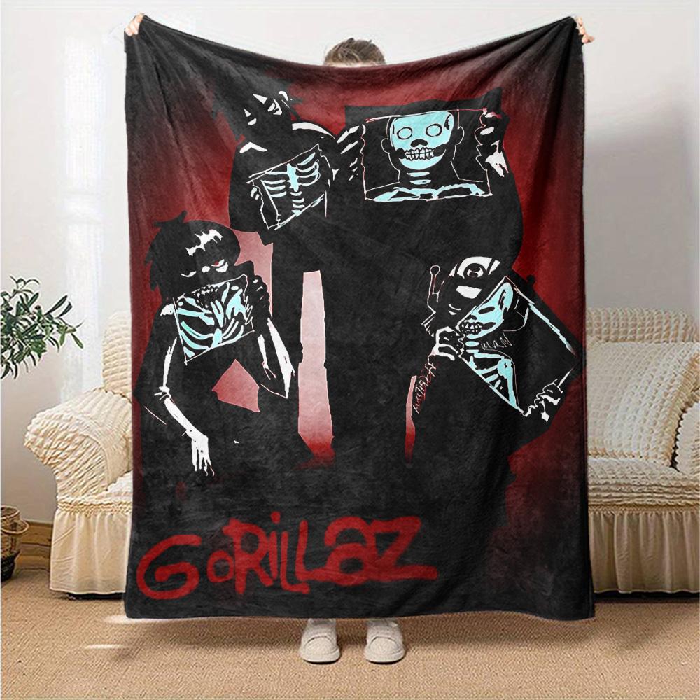 1pc Gorillaz Cartoon Throw Blanket Soft Flannel, Cozy All Season Polyester Perfect for Home, Office