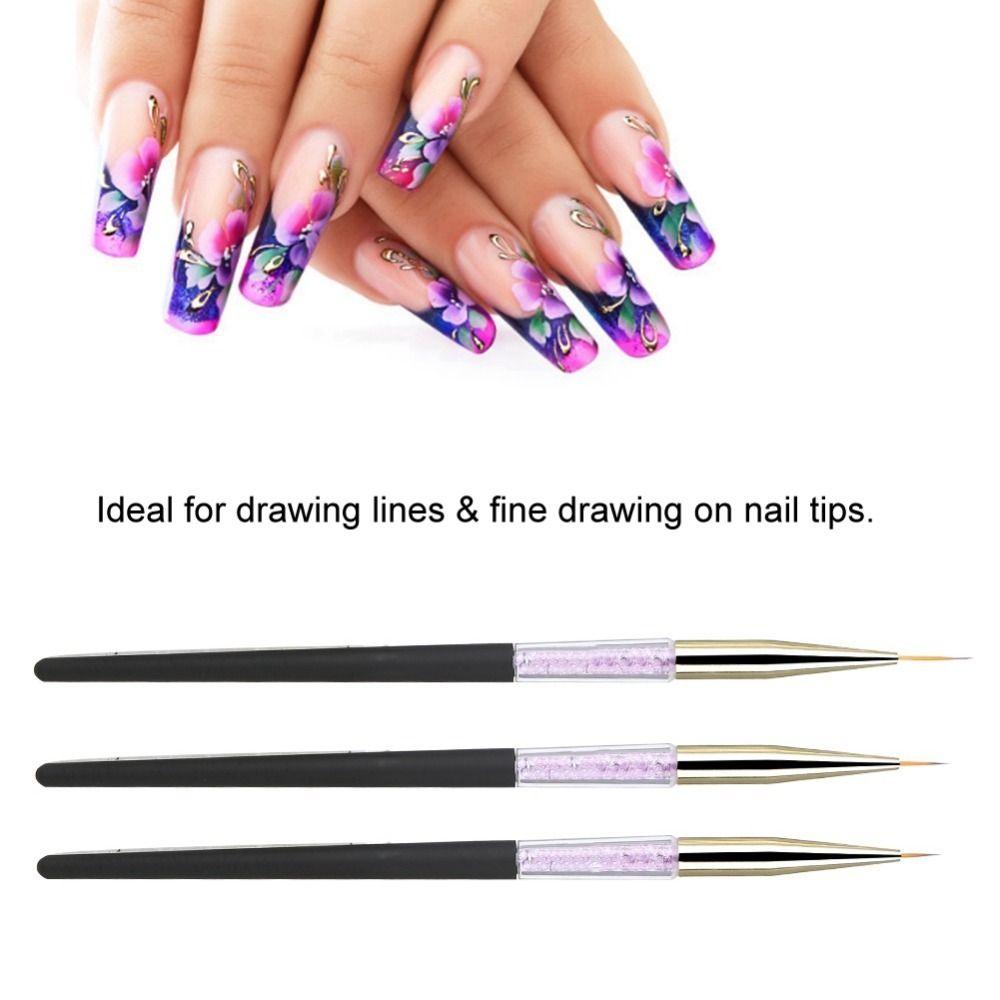 3pcs Fine Detail Nail Art Dotting Liner Brush Professional Nail Art Brush Gel Polish