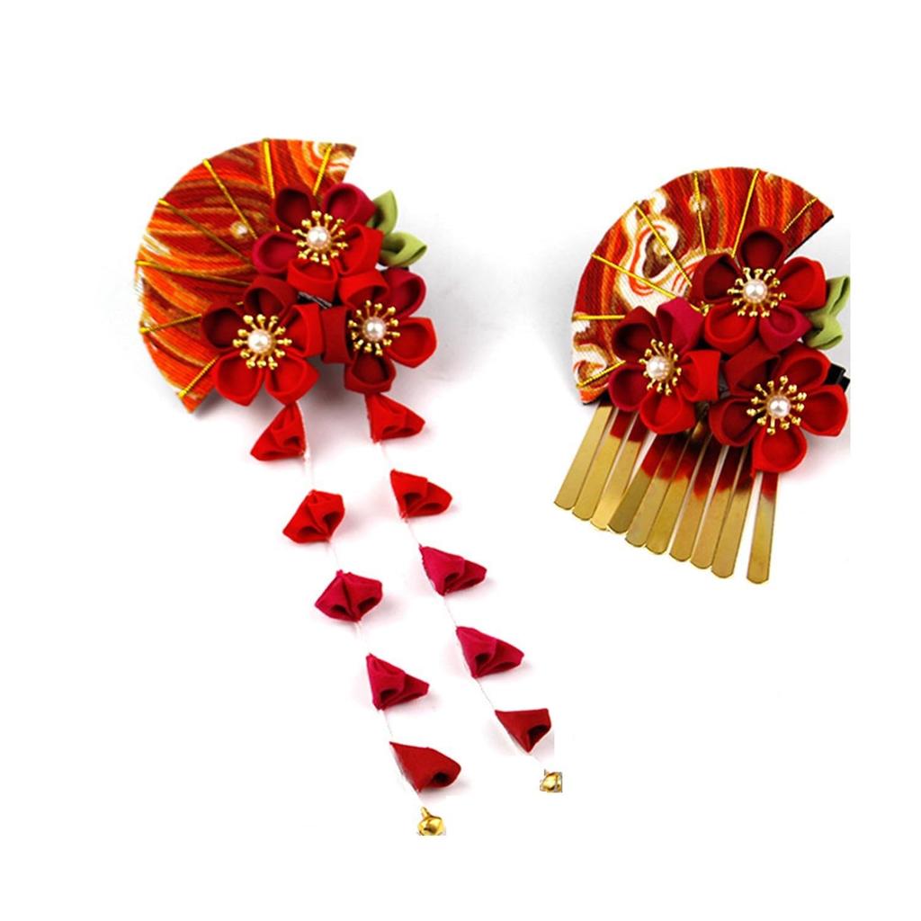 Bethany Home Hair Set of Golden Plum Blossom Hair Perfect for and Other Japanese and Perfect for and Entrance Includes a Case Tsumami-Zaiku Ornaments,