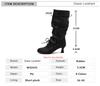 Fashion Women's Autumn Winter Pleated Knee-High Boots Pointed Toe Stilettos Lace-Up High-Top Sexy Shoes for 34-50 Size Range