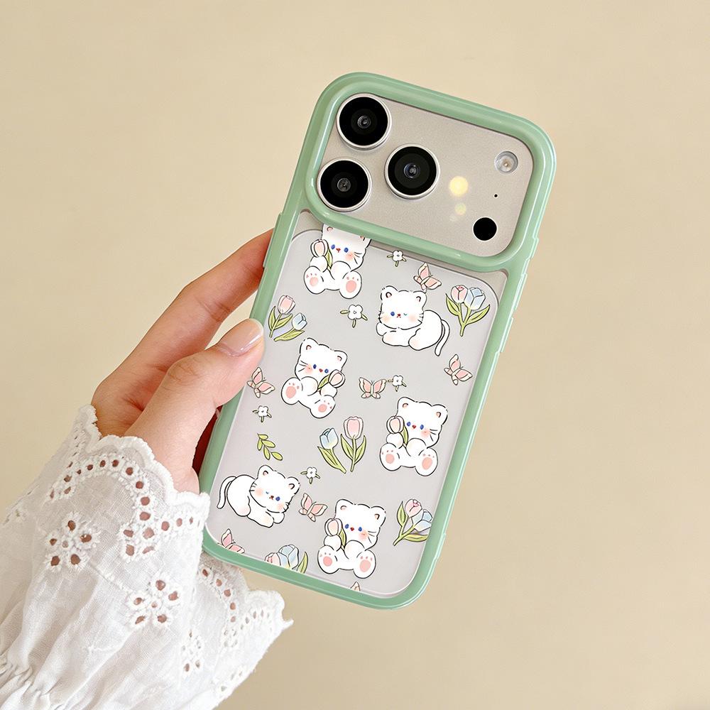 

Spring Style Floral Cat Transparent Phone Case for Apple iPhone 17 Promax/16/15/14 - Anti-Fall Design iPhone 17