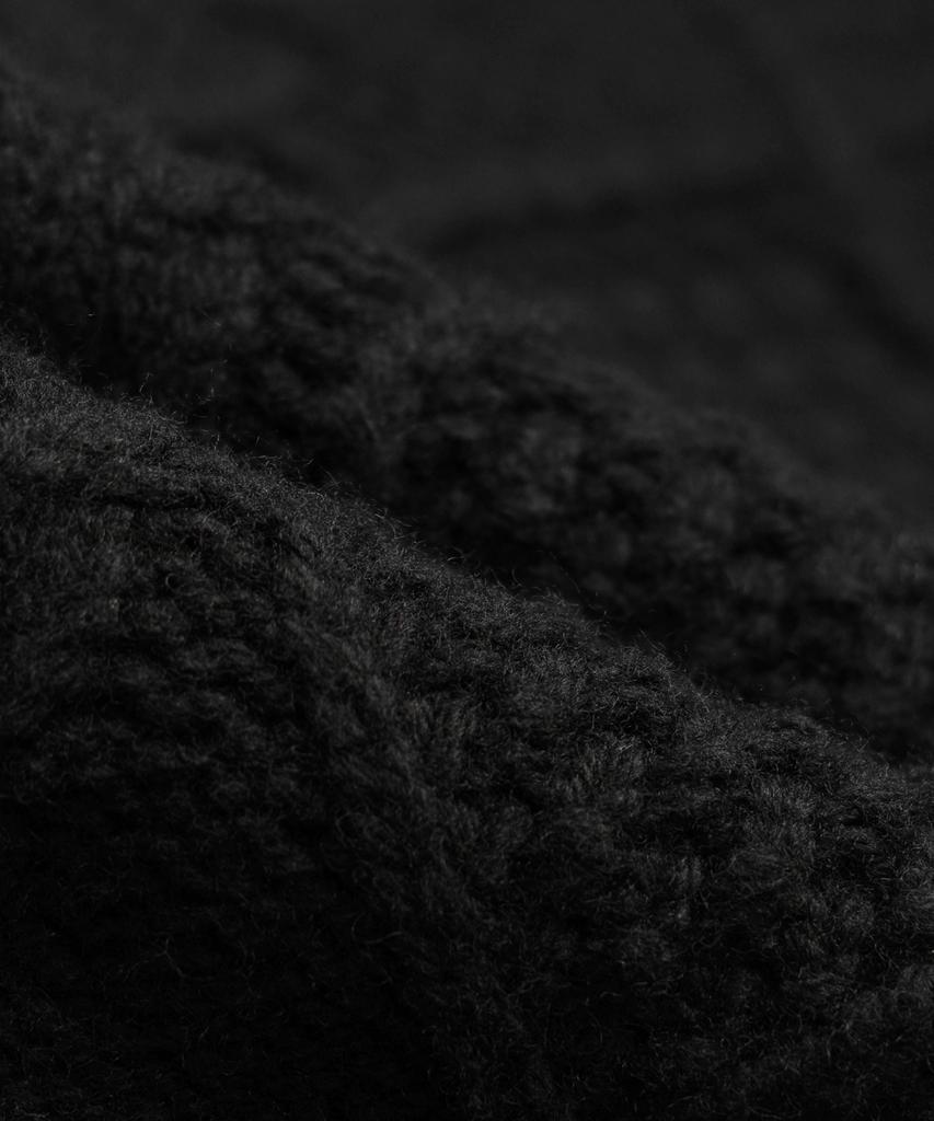 Brooks Brothers Wool Aran Cable Mock Neck Cardigan (Black) (Bbwcmmf404)