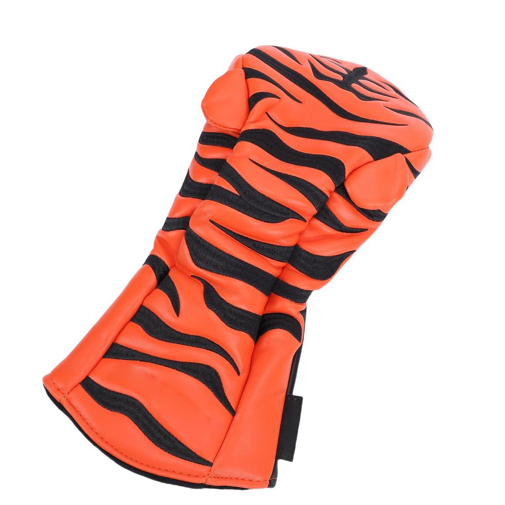 Wood Club Head Cover Cartoon Tiger Water Proof PU Club Headcover with Plush Lining Elastic Band
