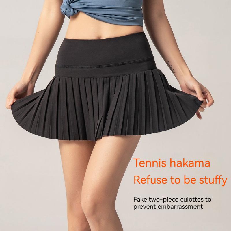 Fusta de tenis pentru femei, falsă, din două piese, ultra-ușoară, cu uscare rapidă, de vară, anti-expunere, yoga, fitness, plisată