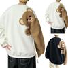 Bluza dla pary Jesień Zima Kreskówkowy Niedźwiedź Okrągły Dekolt Długie Rękawy Rekreacyjna Wygodny Krój Oversize Miękka Ciepła Męska i Damska Top Sportowy
