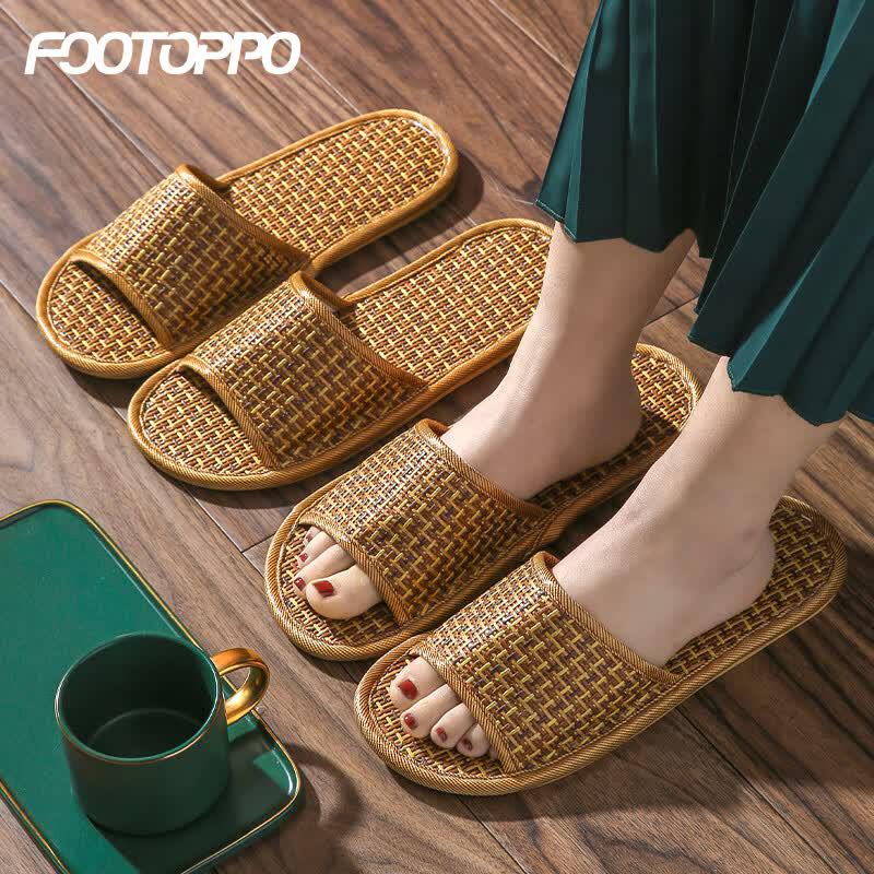FOOTOPPO Bamboo Rattan Summer Slippers 39-40