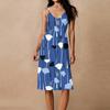 Women's Spaghetti Strap Backless Bow Loose Casual Beach Holiday Dress Sundress