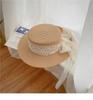 New bow lace straw hat women's summer seaside beach vacation sun hat large brim sun protection hat