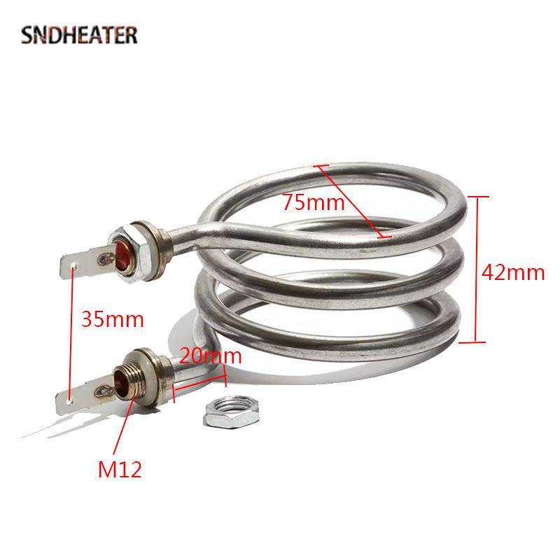 SNDHEATER Water Dispenser Horizontal Spiral Distilling Heater 220V 800W Electric Boiler Tank Heating Element 10MM 12MM Thread