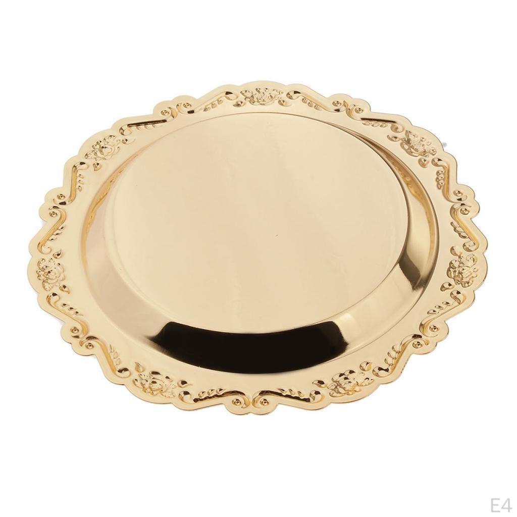 " 6" Gold Round - Washable and Reusable for Wedding Birthday Party Dessert Cake Plate