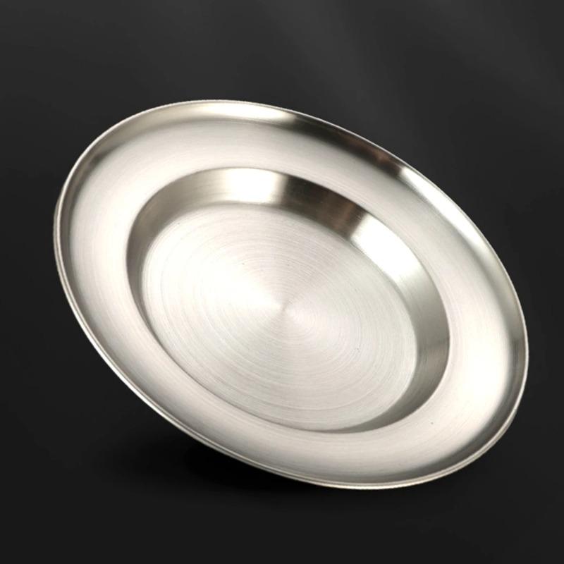 1 Stück Edelstahlplatte 8 Zoll Ultra-tragbares Geschirr Metall-Speiseteller für Kinder Kleinkinder Großartig für Camping im Freien Picknick