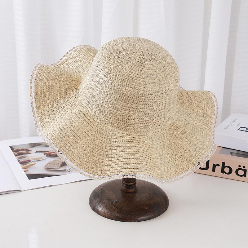 Big-Brimmed Straw Hat Women'S Summer Sunscreen Sun Hat Versatile Wavy Edge Beach Travel Sun Hat