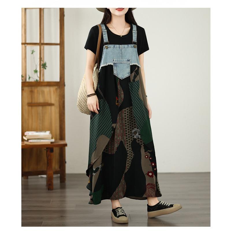 DIMANAF 2026 Plus Size Summer Chiffon Dress Denim Elegant Lady Sundress Floral Women  Long Dress Casual Sleeveless Lace Cotton