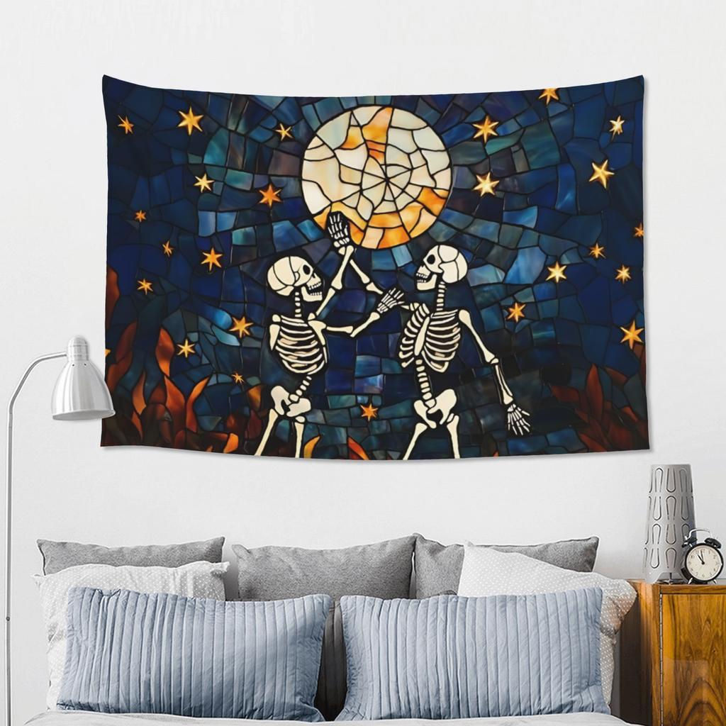Halloween Skeleton Pumpkin Print Customized Tapestry Bedroom Decoration  Wall Hanging Blanket Tapestry Cool Stuff For Room