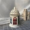 ABKY-Retro Metal Candlestick Colored Glass Aromatherapy Candlestick Decorative Decoration Decorative Iron Wind Lamp