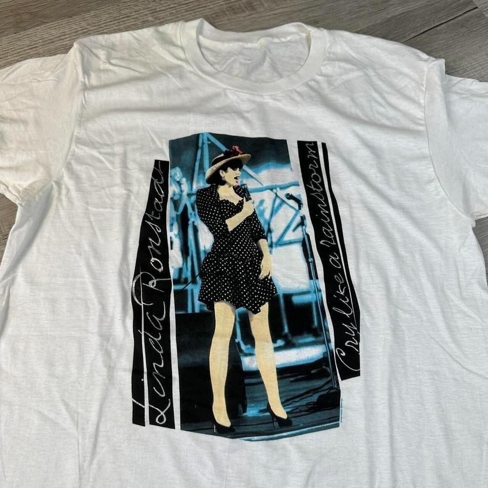 Vtg Linda Ronstadt Cry like a rainstorm Tour Cotton White S-5XL T Shirt TT241 Unisex T-Shirt S