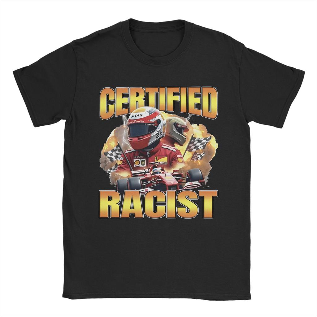 Vintage Professional Certified Racist Racing Meme T-Shirt Men Round Neck Short Sleeve Tops  Cotton Summer Top Tee