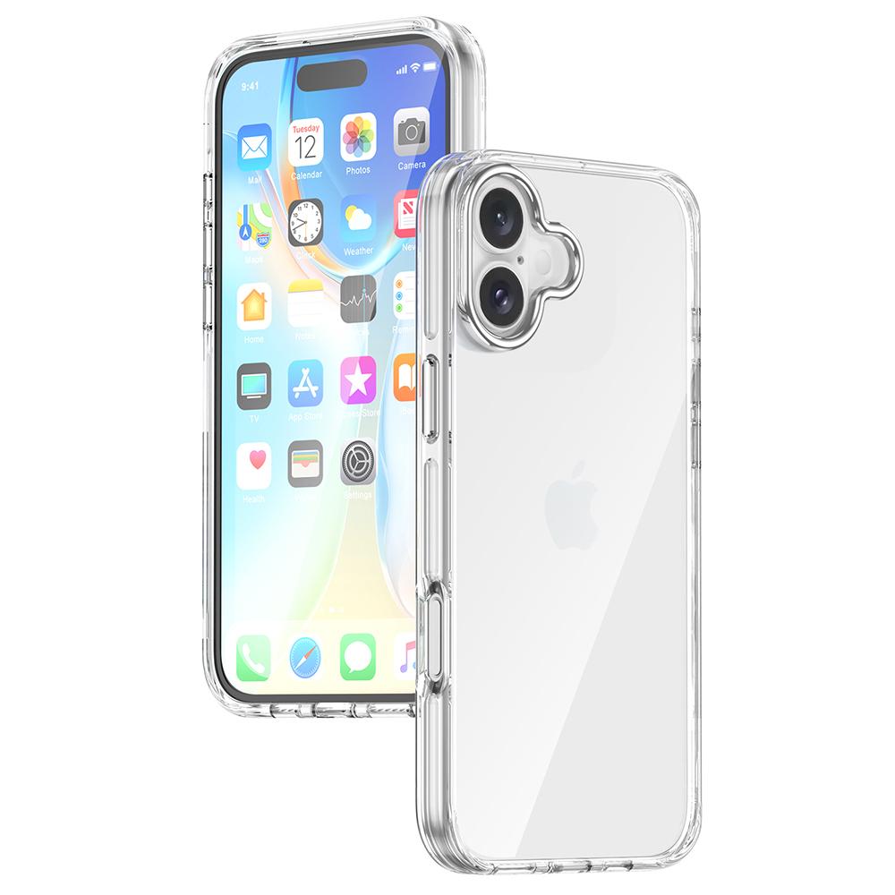 For iPhone 16 Case Airbag Design PC+TPU Clear Protective Phone Cover