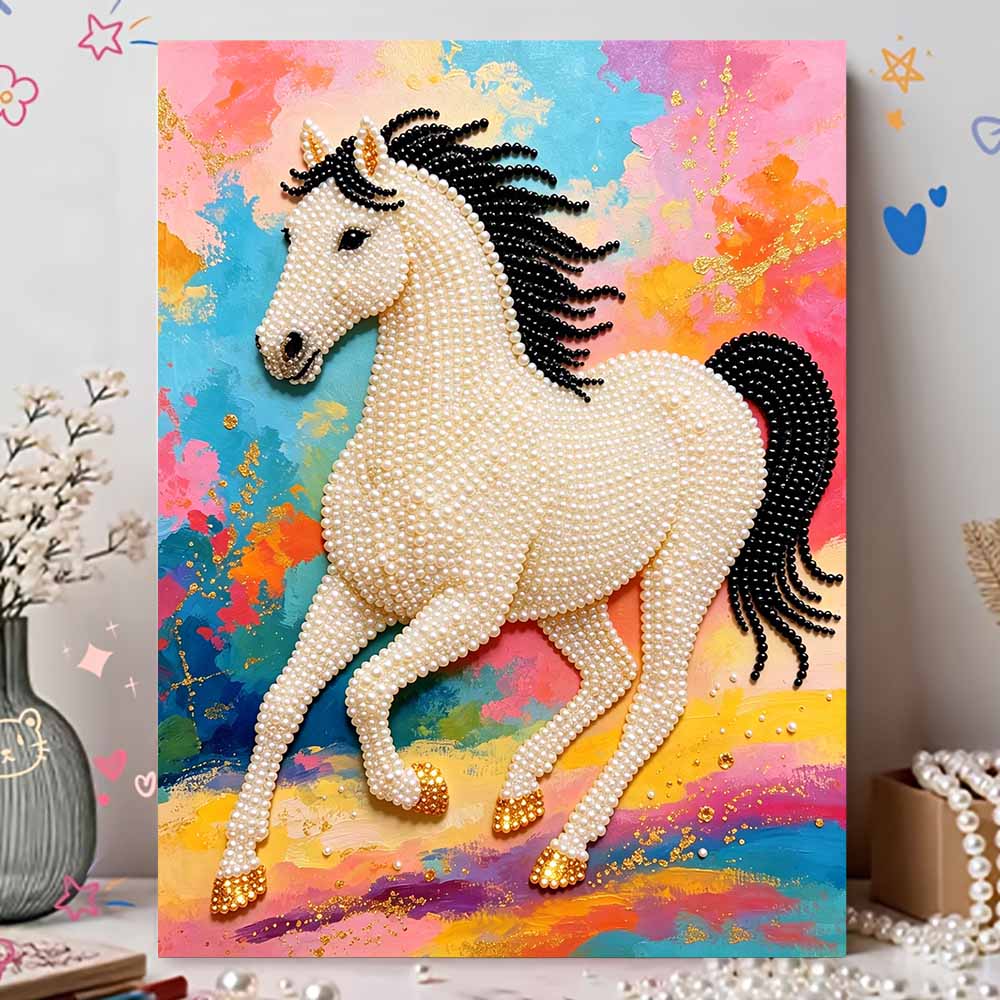 Shiny Pearl Elegant Running Horse DIY Painting Creative Bead Art Craft Household Wall Decoration Nice Present For Art Hobbyists Home Decor