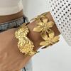Vintage Stainless Steel Wide Cuff Bangle for Women Gold Color Starfish Flower Heart Open Chunky Exaggerated Bracelet Jewelry
