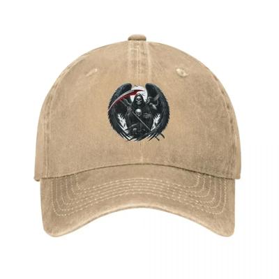Fashion Angel Of Death Scythe Baseball Caps For Men Women Distressed Washed Snapback Cap Skeleton Horror Funny Outdoor Hats Cap