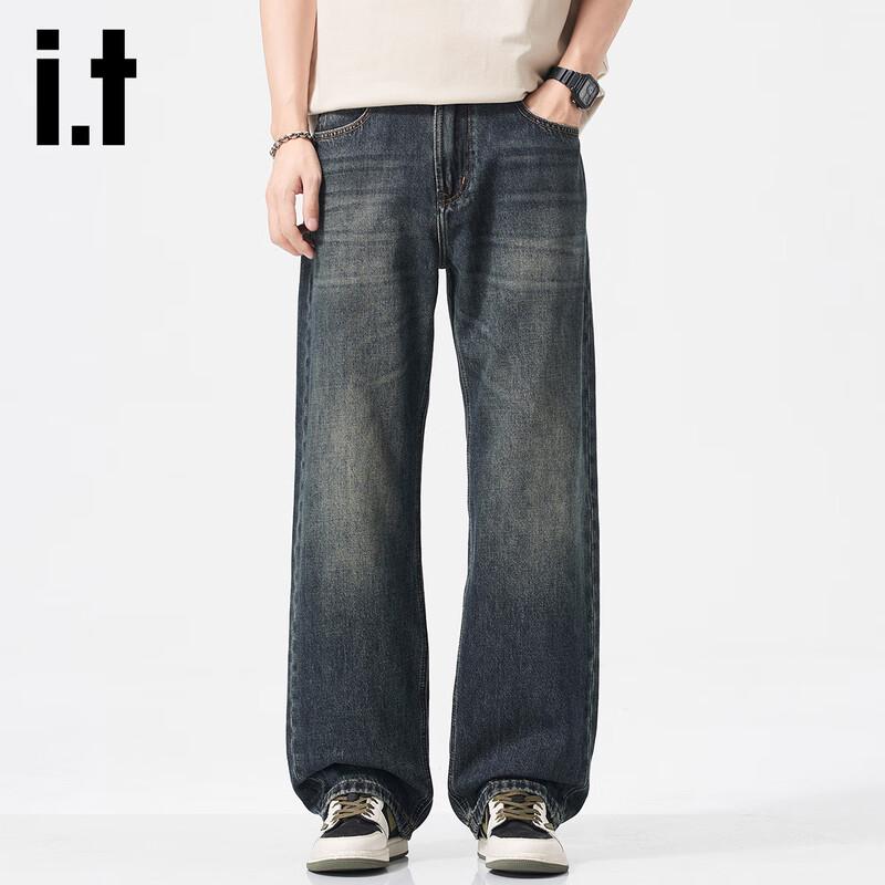 Izzue It Men's Loose Fit High Street Retro Denim Jeans