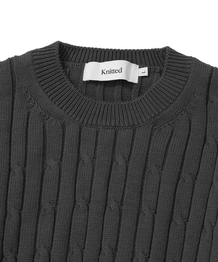 KNITTED [Nitied X Fashion Planet] Cable Round Knit Charcoal