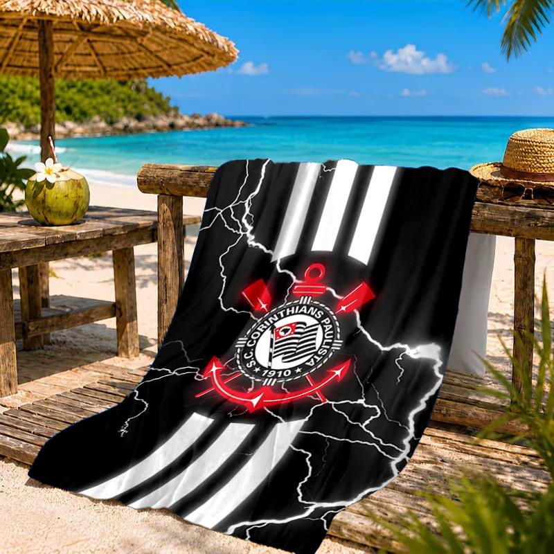 Sportverein Fußballwappen Bedrucktes Mikrofaser-Strandtuch, Weich und Saugfähig, Schnelltrocknend, Ideal für Sommerreisen, Strand-Essential, Schwimmbad