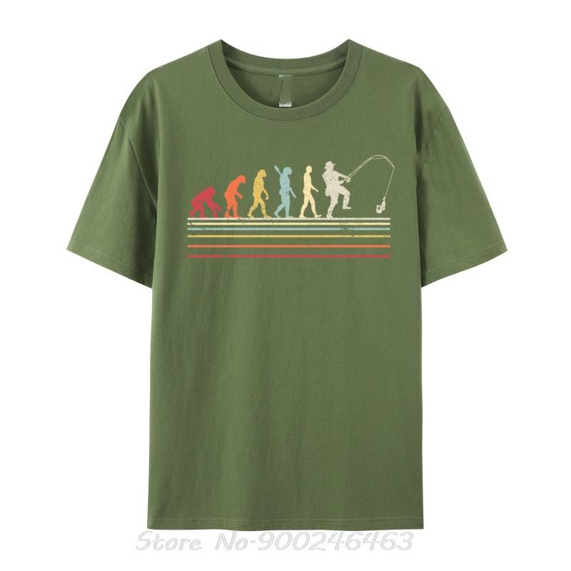 Funny Fishing Retro Evolution Of Cotton Tops Fitness T-Shirt Oversized Unisex Tshirt Graphic Tees Men's Clothing Streetwear