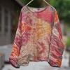 Women Vintage T-Shirts Spring Chinese Style Print Floral O-Neck Long Sleeve Loose Soft T-Shirts