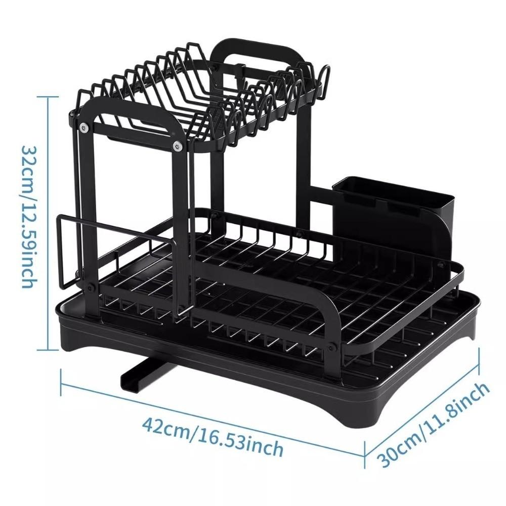 Extendable Drain Pipe Kitchen Dish Storage Rack Kitchen Plates Organizer for Sink Countertop