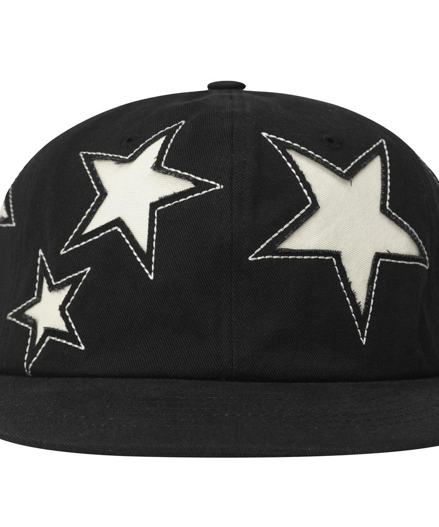 Lujeoseukeulleob Washed Star Applique Cap Black