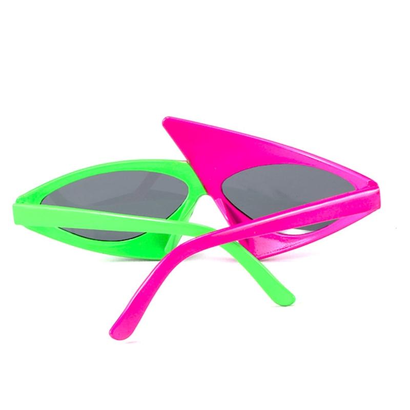 Occhiali da Sole Divertenti Unisex per Feste Occhiali Asimmetrici Anni '80 Occhiali Rosa Shocking e Verde Neon per Danza Hip Hop Festa di Halloween