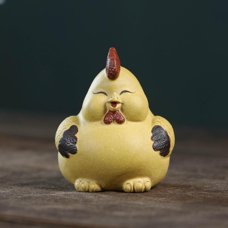 Yixing Zisha Zodiac Little Chicken Cute Sheep Tea Pet Aesthetic Fish Tank Landscaping Tea Figurine Play Toys Tea Statue Ornament