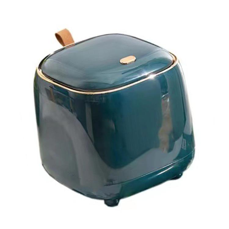 Push Type Desktop Trash Bin with Lid Fashionable Double Layer Large Opening Garbage Container for Living Room