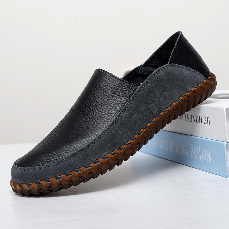 2025 Frühling und Herbst neue lässige Rindfleischsehnensohle Fahr Ein-Pedal Doudou Schuhe weiche Sohle Leder handgenähte Herrenschuhe