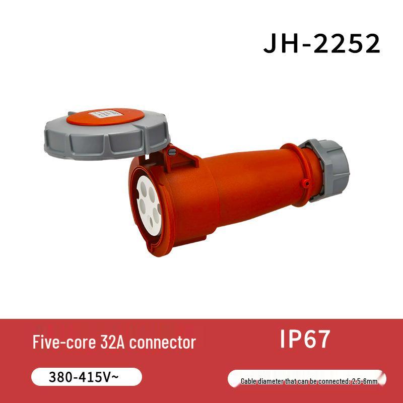IP67 Waterproof 16A/32A Industrial Plug & Socket, European Standard, 3/4/5-core, Male & Female Connector