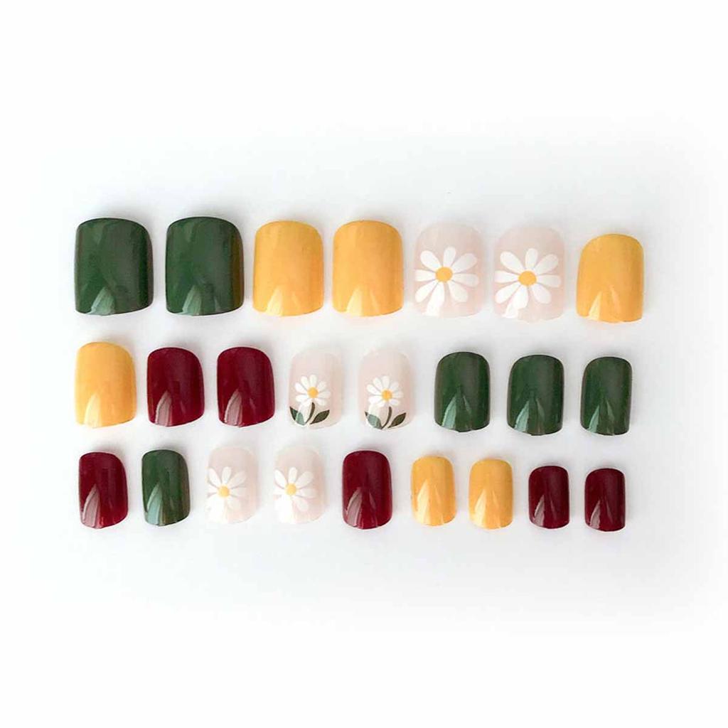 24 stuks Kleurovergang Valse Nagel Middellang Volledige Bedekking Herbruikbare Nepnagel Druk-op Met Jelly Lijm Nagelaccessoires voor Meisje Dame