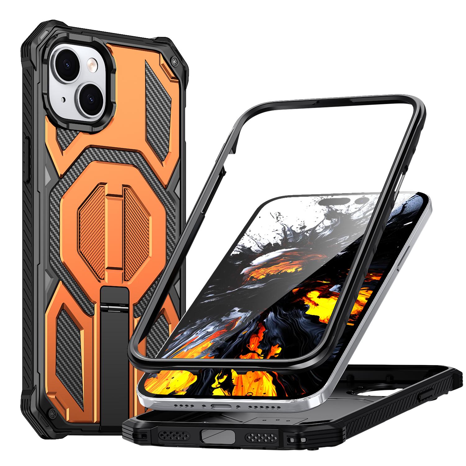 For iPhone 15 Magnetic Case TPU + PC Kickstand Phone Cover Drop Protection