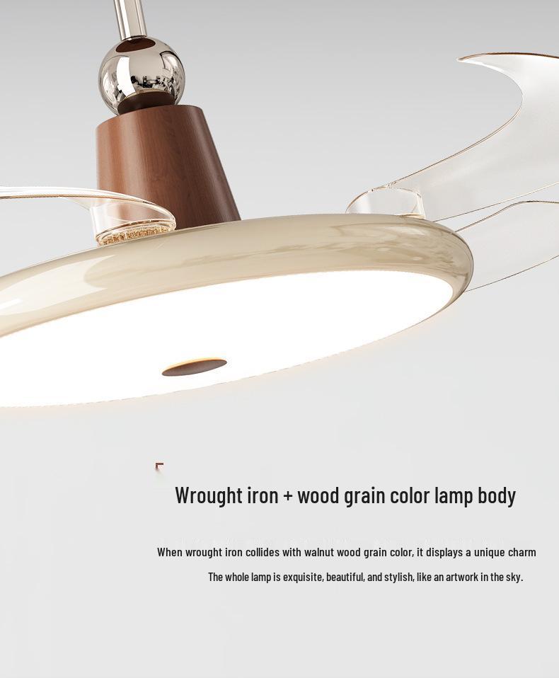 2025 Cream Wabi-Sabi Mid-Century Ceiling Fan Light, Silent High Airflow for Living Rooms & Restaurants