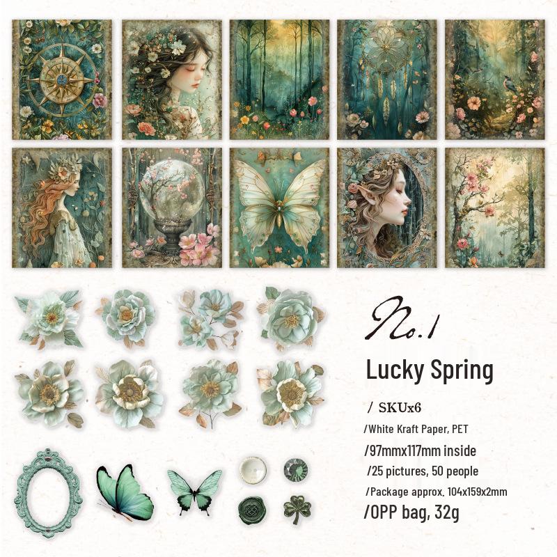 Ретро-цветочный путь Янь Цзи: 6 Стилей Коллажный Бумажный Декор и Стикеры для Журнала в Европейском Стиле